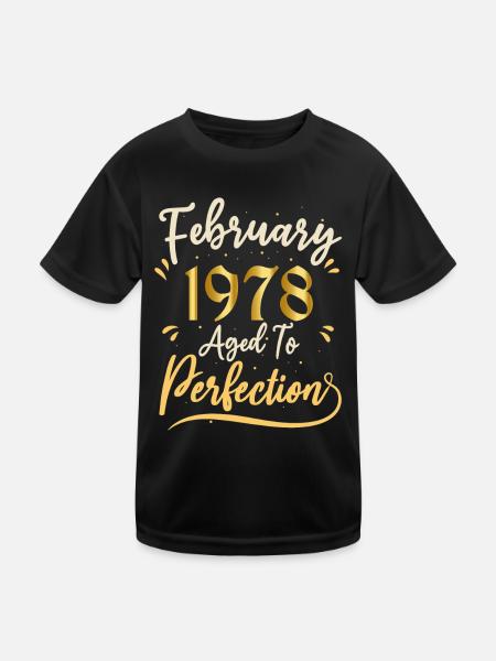 Februar 1978 Februar in Perfektion gealtert 1978 - Kinder Funktions-T-Shirt - Schwarz - Vorne