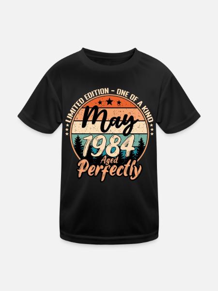 May 1984 anniversary 1984 legends May - Kids Functional T-Shirt - black - Front