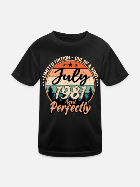Juillet 1981 anniversaire 1981 légendes Juillet - T-shirt sport Enfant - noir - Devant
