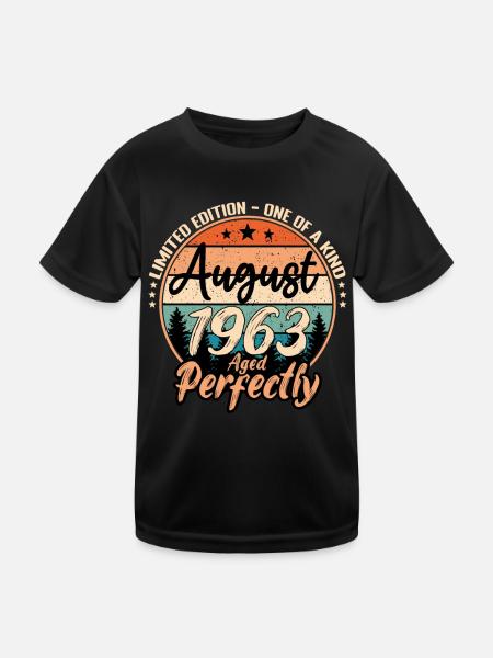 August 1963 Jubiläum 1963 Legenden August - Kinder Funktions-T-Shirt - Schwarz - Vorne