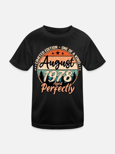 August 1978 Jubiläum 1978 Legenden August - Kinder Funktions-T-Shirt - Schwarz - Vorne
