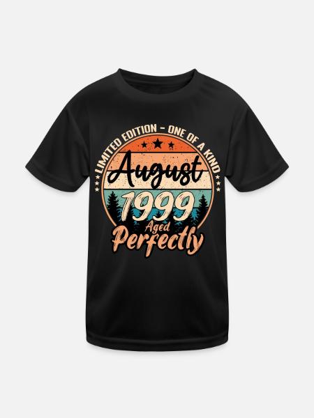 August 1999 Jubiläum 1999 Legenden August - Kinder Funktions-T-Shirt - Schwarz - Vorne