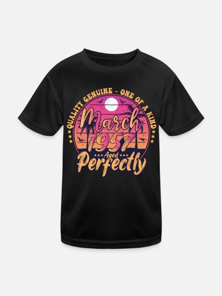 March 1957 anniversary 1957 Retro 1957 March - Kids Functional T-Shirt - black - Front