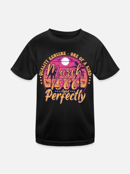 March 1966 anniversary 1966 Retro 1966 March - Kids Functional T-Shirt - black - Front