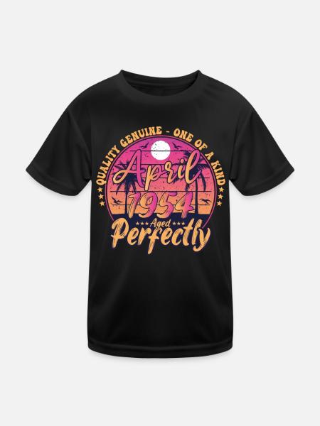 April 1954 anniversary 1954 Retro 1954 April - Kids Functional T-Shirt - black - Front