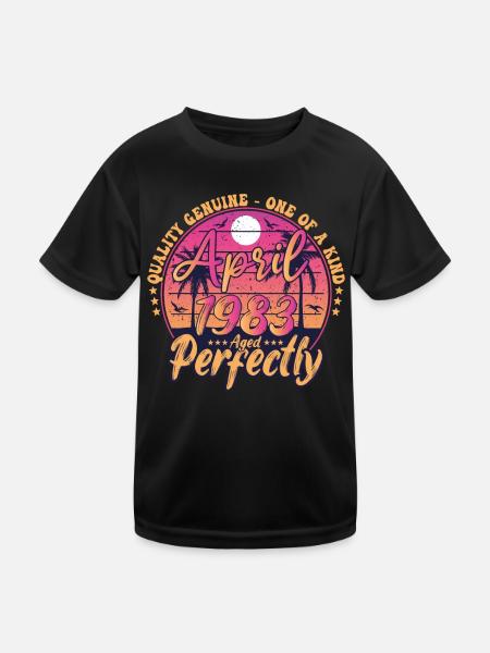 April 1983 anniversary 1983 Retro 1983 April - Kids Functional T-Shirt - black - Front