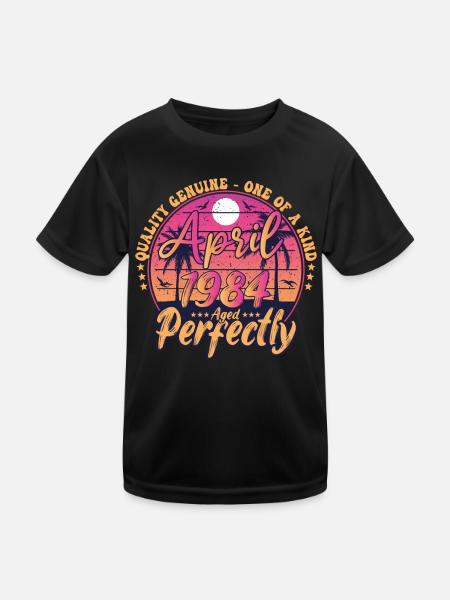April 1984 anniversary 1984 Retro 1984 April - Kids Functional T-Shirt - black - Front