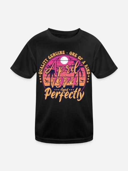 April 1974 anniversary 1974 Retro 1974 April - Kids Functional T-Shirt - black - Front