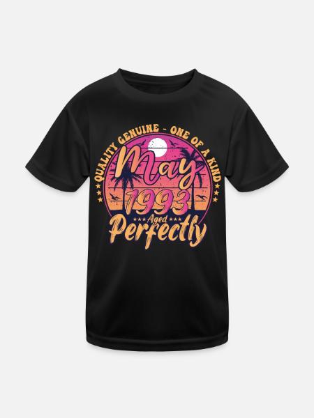 May 1993 anniversary 1993 Retro 1993 May - Kids Functional T-Shirt - black - Front