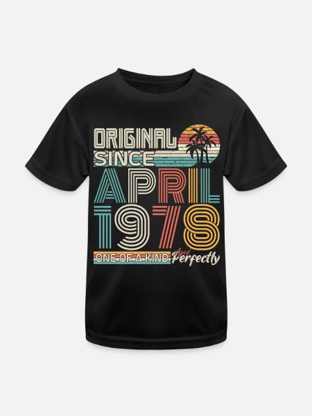April 1978 Geburtstag April 1978 Geschenk 1978 - Kinder Funktions-T-Shirt - Schwarz - Vorne