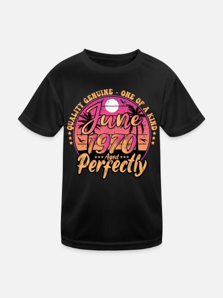 June 1970 anniversary 1970 Retro 1970 June - Kids Functional T-Shirt - black - Front