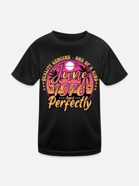 June 1976 anniversary 1976 Retro 1976 June - Kids Functional T-Shirt - black - Front