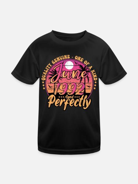 June 1992 anniversary 1992 Retro 1992 June - Kids Functional T-Shirt - black - Front