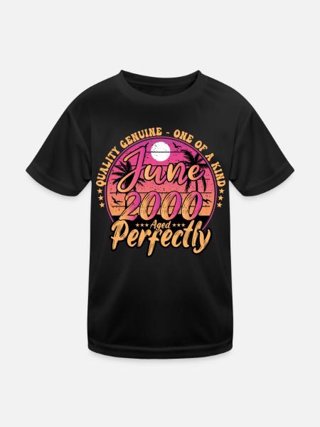 June 2000 anniversary 2000 Retro 2000 June - Kids Functional T-Shirt - black - Front