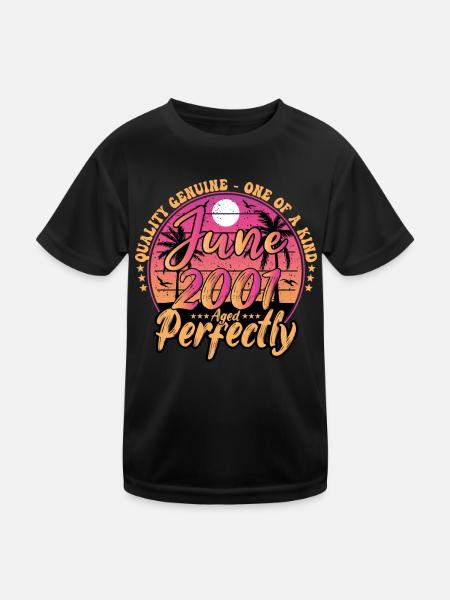 June 2001 anniversary 2001 Retro 2001 June - Kids Functional T-Shirt - black - Front