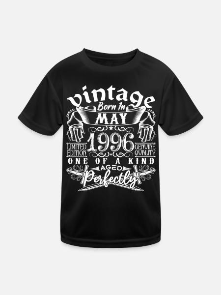 1996 May 1996 anniversary May 1996 May - Kids Functional T-Shirt - black - Front