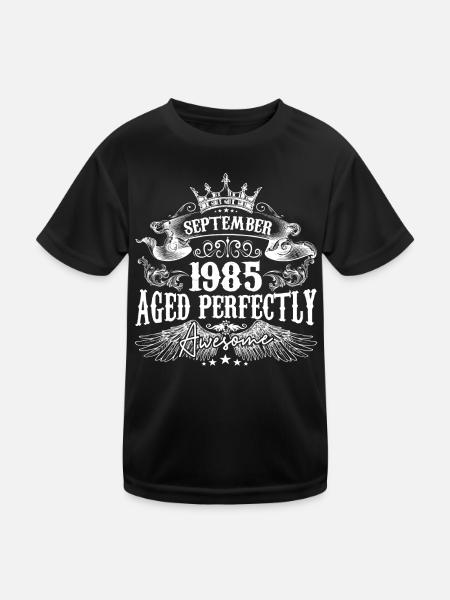 September 1985 anniversary 1985 September - Kids Functional T-Shirt - black - Front