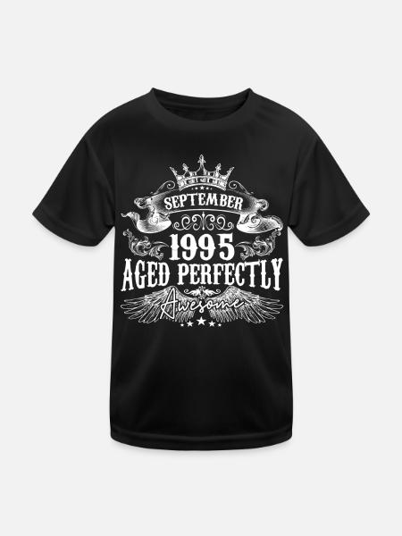 September 1995 anniversary 1995 September - Kids Functional T-Shirt - black - Front