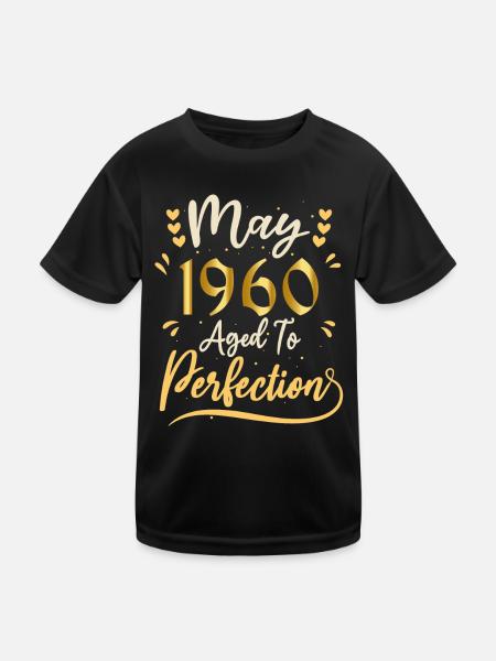 Mai 1960 Mai Geburtstag Mai 1960 - Kinder Funktions-T-Shirt - Schwarz - Vorne