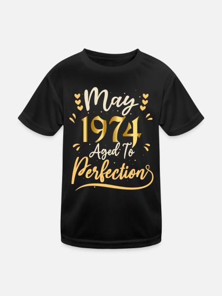 May 1974 May birthday May 1974 - Kids Functional T-Shirt - black - Front