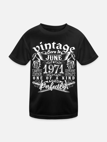 1971 Juni 1971 Jahrestag Juni 1971 Juni - Kinder Funktions-T-Shirt - Schwarz - Vorne