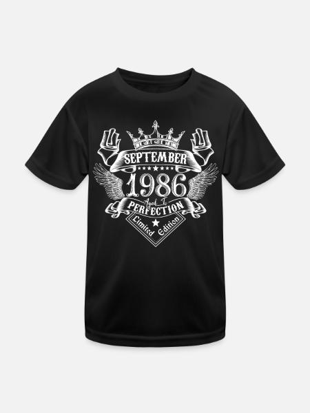 September 1986 | September 1986 anniversary 1986 - Kids Functional T-Shirt - black - Front