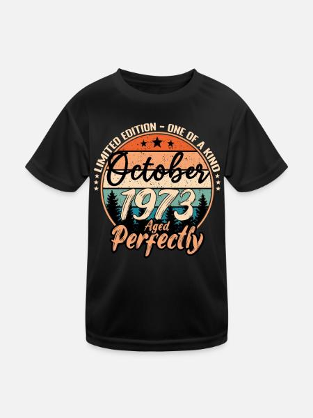 Oktober 1973 Jubiläum 1973 Legenden Oktober - Kinder Funktions-T-Shirt - Schwarz - Vorne