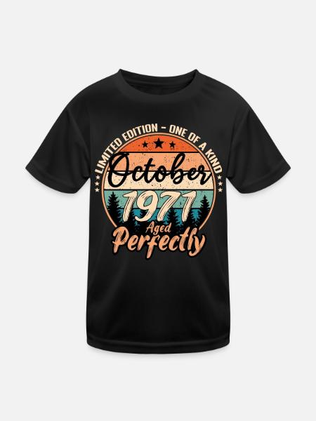 Octobre 1971 anniversaire 1971 légendes Octobre - T-shirt sport Enfant - noir - Devant