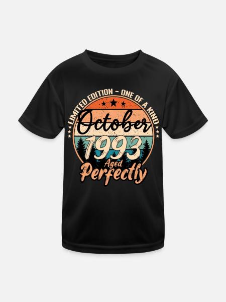 Oktober 1993 Jubiläum 1993 Legenden Oktober - Kinder Funktions-T-Shirt - Schwarz - Vorne