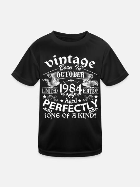 October 1984 | 1984 birthday born in October - Kids Functional T-Shirt - black - Front
