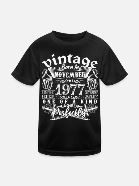 1977 Novembre 1977 anniversaire November 1977 - T-shirt sport Enfant - noir - Devant