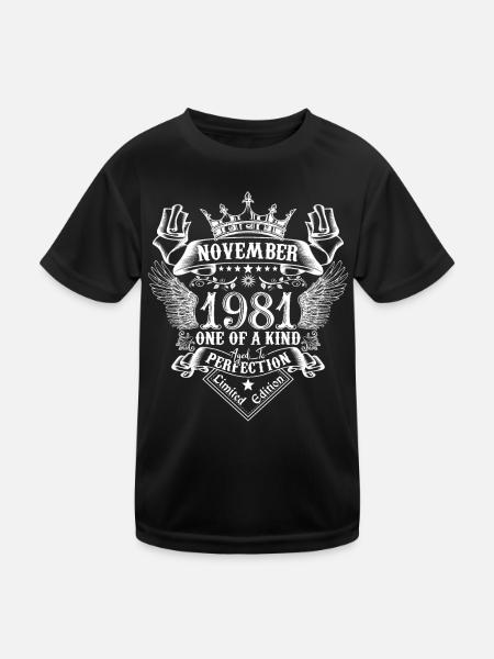 November 1981 Birthday November 1981 November - Kids Functional T-Shirt - black - Front