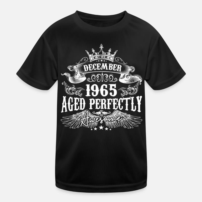 December 1965 Anniversary 1965 December - Kids Functional T-Shirt - black
