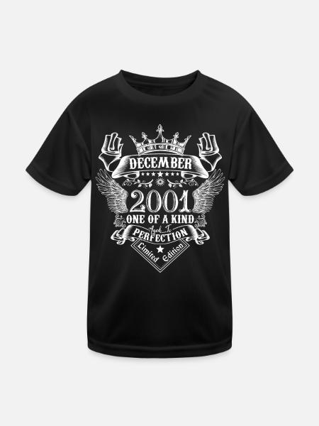 Décembre 2001 anniversaire Décembre 2001 Décembre - T-shirt sport Enfant - noir - Devant