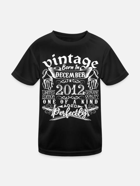 2012 Dezember 2012 Geburtstag Dezember 2012 - Kinder Funktions-T-Shirt - Schwarz - Vorne