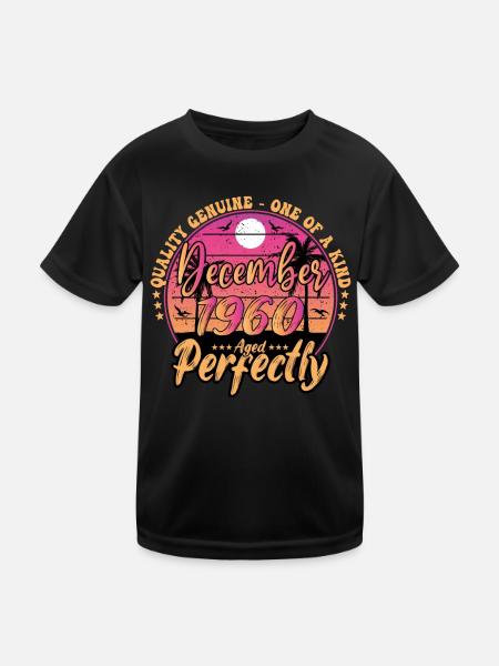 December 1960 birthday 1960 December 1960 - Kids Functional T-Shirt - black - Front