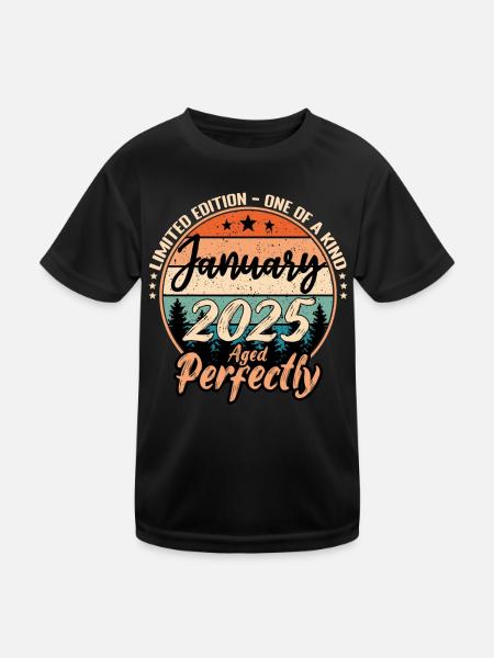 Janvier 2025 anniversaire 2025 légendes Janvier - T-shirt sport Enfant - noir - Devant