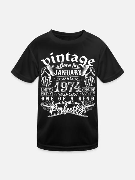 Januar 1974 Geburtstag Januar 1974 Januar - Kinder Funktions-T-Shirt - Schwarz - Vorne
