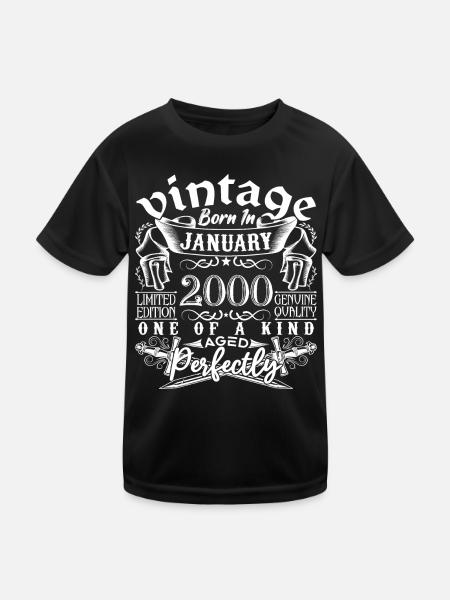 January 2000 birthday January 2000 January - Kids Functional T-Shirt - black - Front