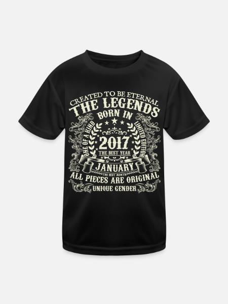 January 2017 Anniversary 2017 January Year - Kids Functional T-Shirt - black - Front