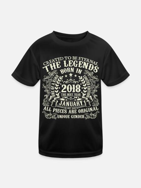 Januar 2018 Jubiläum 2018 Januar Jahr - Kinder Funktions-T-Shirt - Schwarz - Vorne