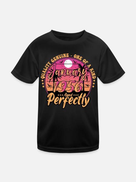 January 1956 Birthday 1956 January 1956 - Kids Functional T-Shirt - black - Front