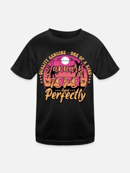 January 1979 birthday 1979 January 1979 - Kids Functional T-Shirt - black - Front