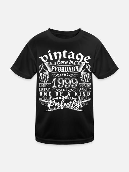 Février 1999 anniversaire Février 1999 February - T-shirt sport Enfant - noir - Devant