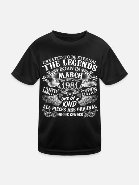 Mars 1981 anniversaire 1981 Mars meilleure année - T-shirt sport Enfant - noir - Devant