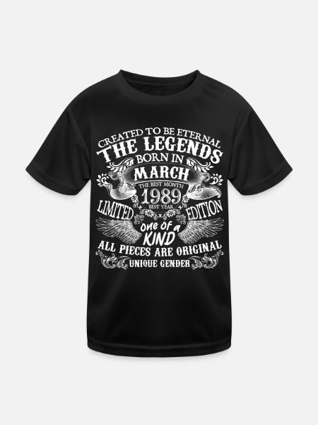 March 1989 Birthday 1989 March Best New Year - Kids Functional T-Shirt - black - Front