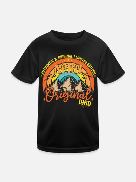 April 1960 April Birthday 1960 April Original - Kids Functional T-Shirt - black - Front
