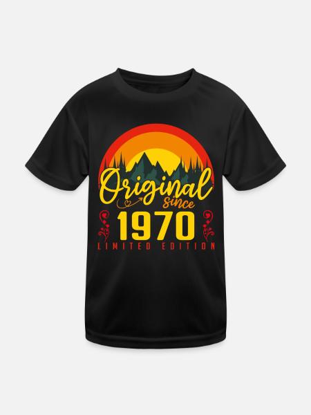 1970 Birthday Born in 1970 Birthday Gift - Kids Functional T-Shirt - black - Front