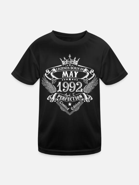 May 1992 Birthday May 1992 May Gift - Kids Functional T-Shirt - black - Front