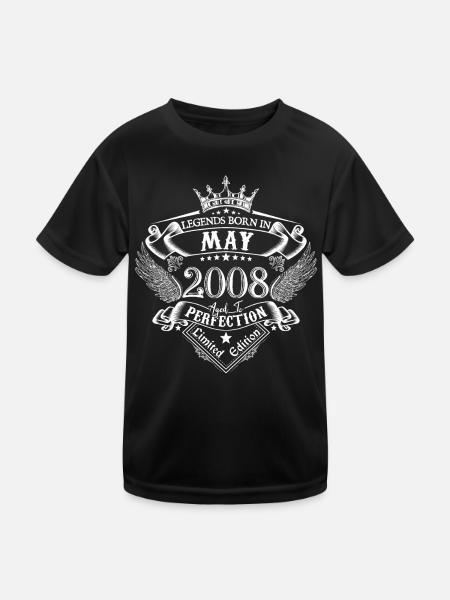 Mai 2008 anniversaire Mai 2008 Mai cadeau - T-shirt sport Enfant - noir - Devant